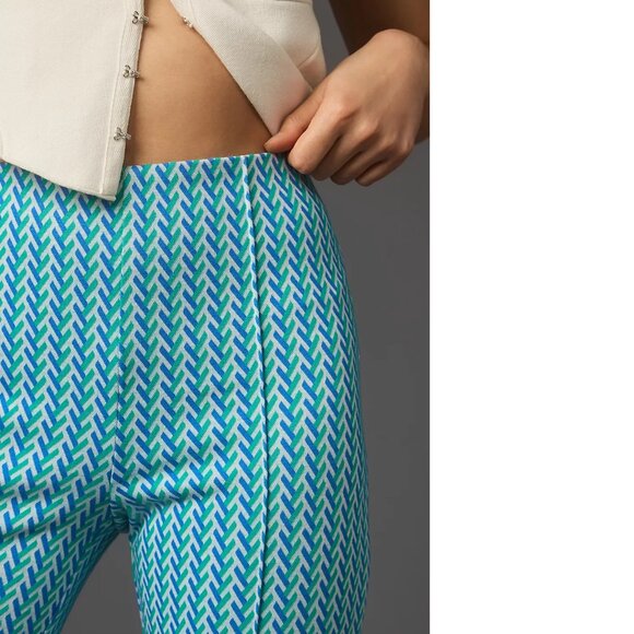 Anthropologie The Margot Kick-Flare Cropped Pants by Maeve SIZE S blue n… - Picture 2 of 7